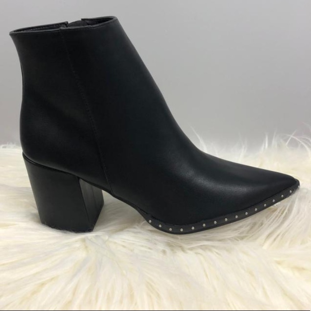 Black leather booties